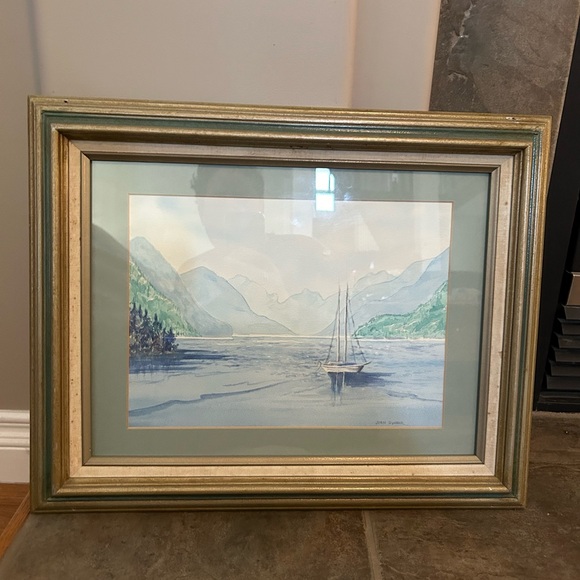 Lovely Sailboat Print beautiful colours and aspect as it sails down the inlet - Picture 8 of 16